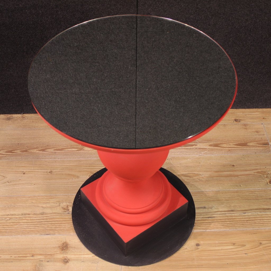 Table basse italienne peinte en rouge des années 1970-photo-2