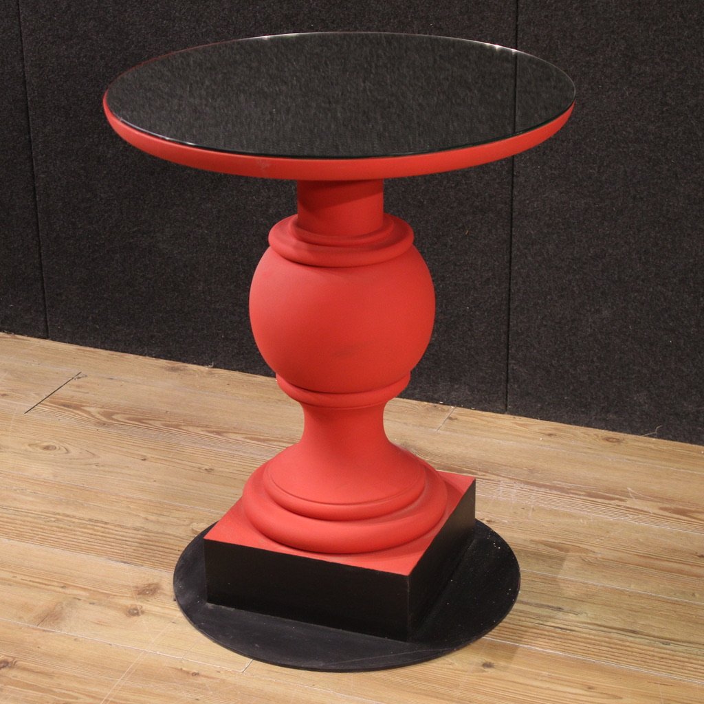 Table basse italienne peinte en rouge des années 1970-photo-5
