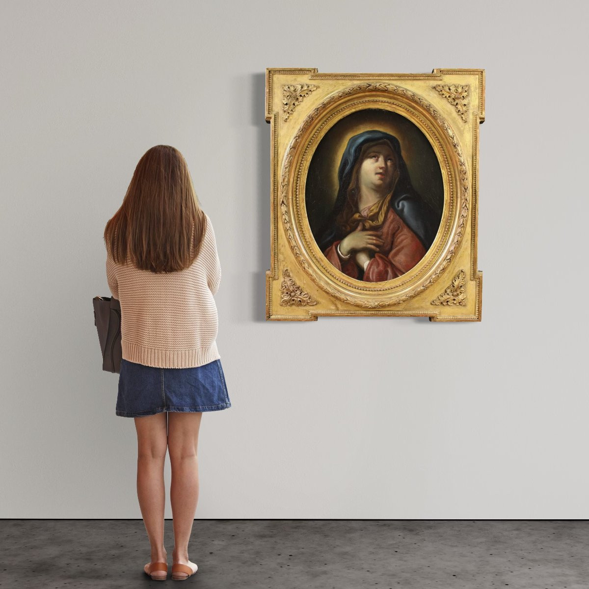 Tableau italien ancien du 17ème siècle, Vierge des Douleurs-photo-2