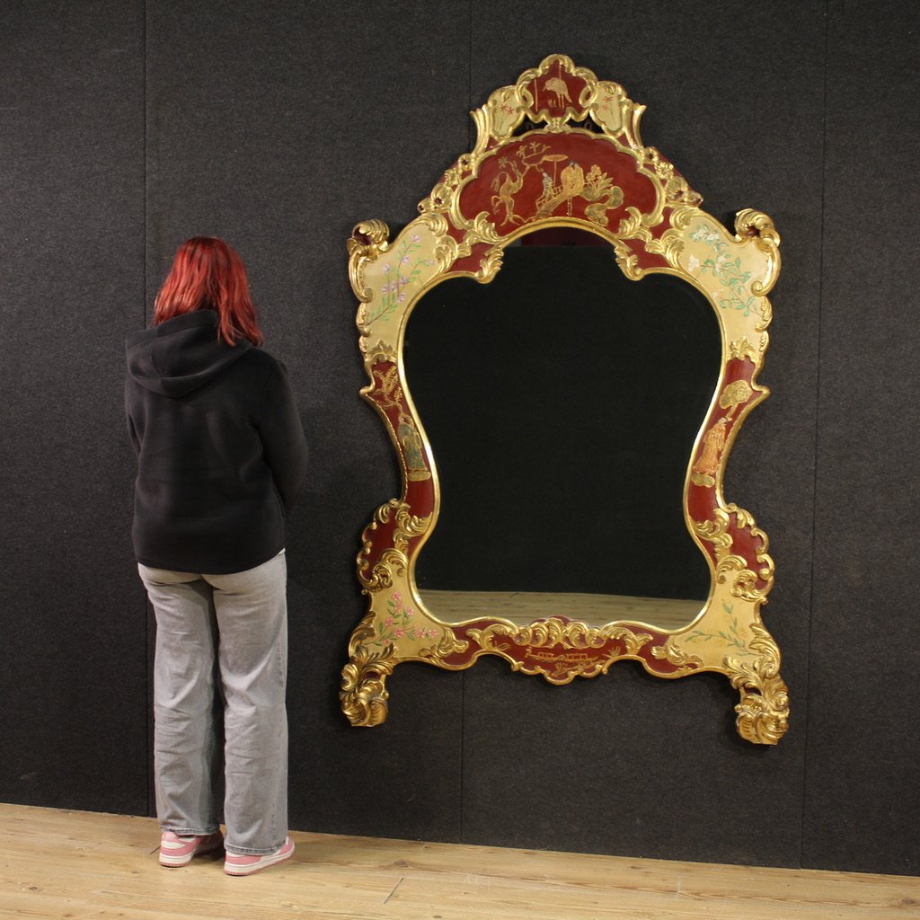 Great Venetian Chinoiserie Lacquered, Painted And Gilded Mirror-photo-2