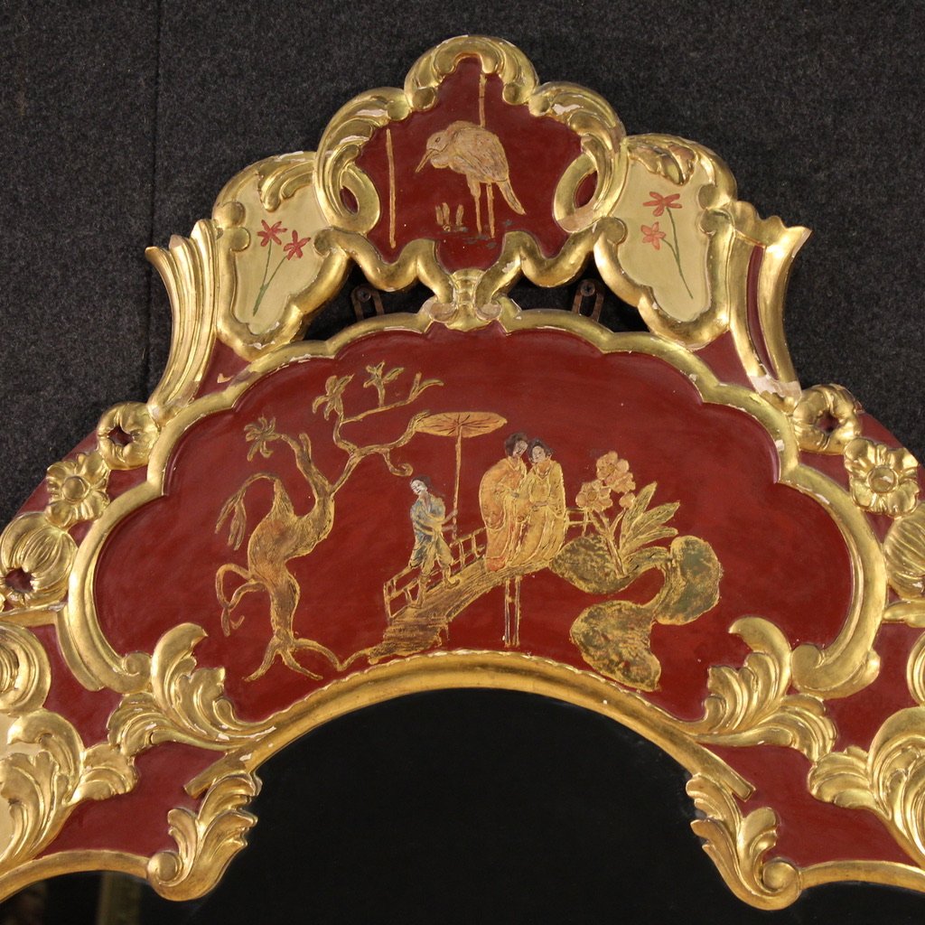 Great Venetian Chinoiserie Lacquered, Painted And Gilded Mirror-photo-3