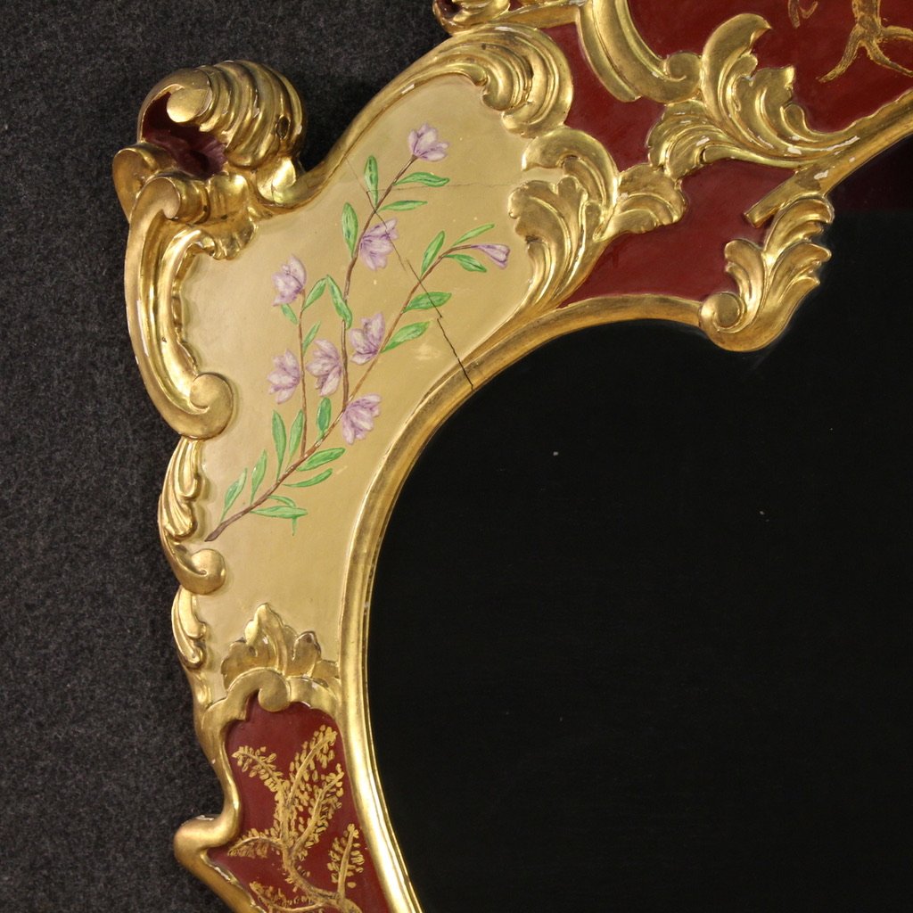 Great Venetian Chinoiserie Lacquered, Painted And Gilded Mirror-photo-4