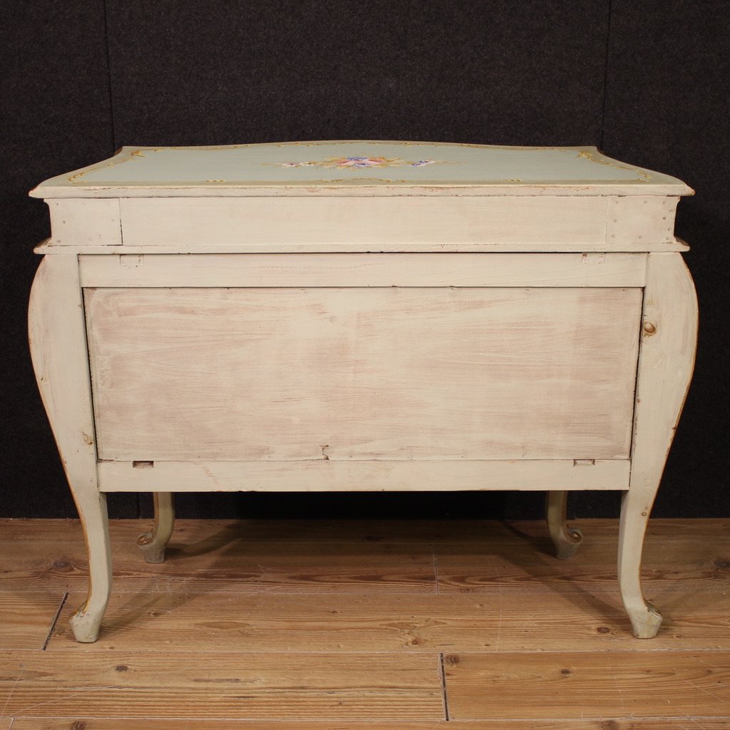 Commode vénitienne laquée, peinte et dorée du 20ème siècle-photo-4