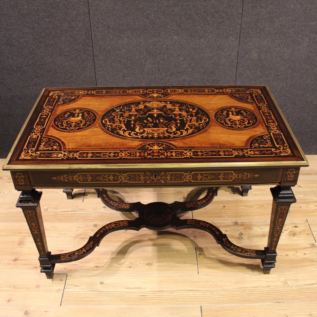 Table bureau français incrusté du 20ème siècle-photo-3