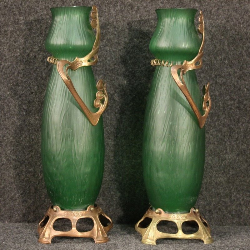 Pair Of French Vases In Art Nouveau Style-photo-3