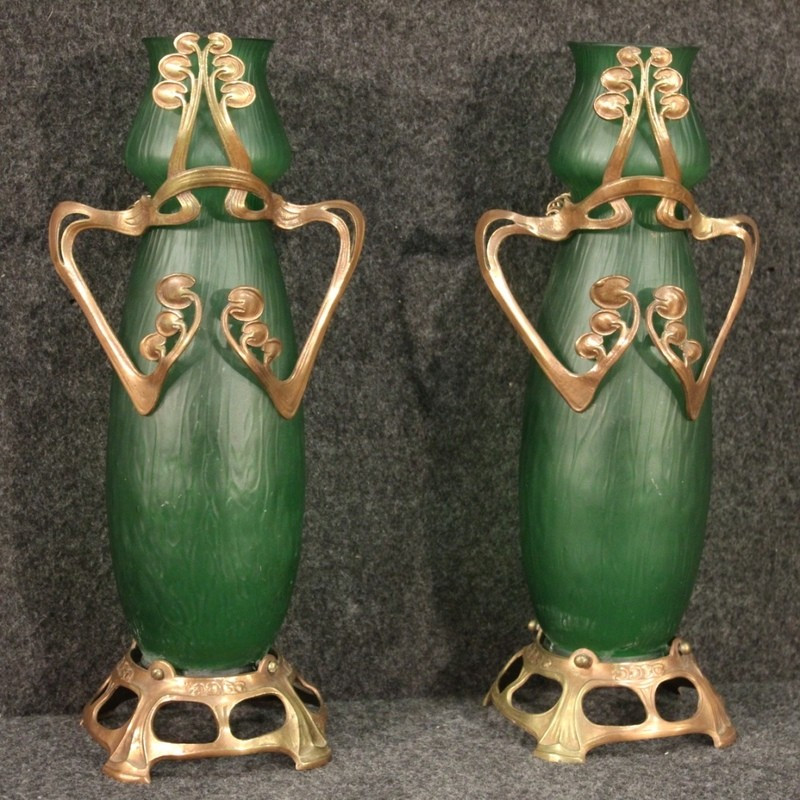 Pair Of French Vases In Art Nouveau Style