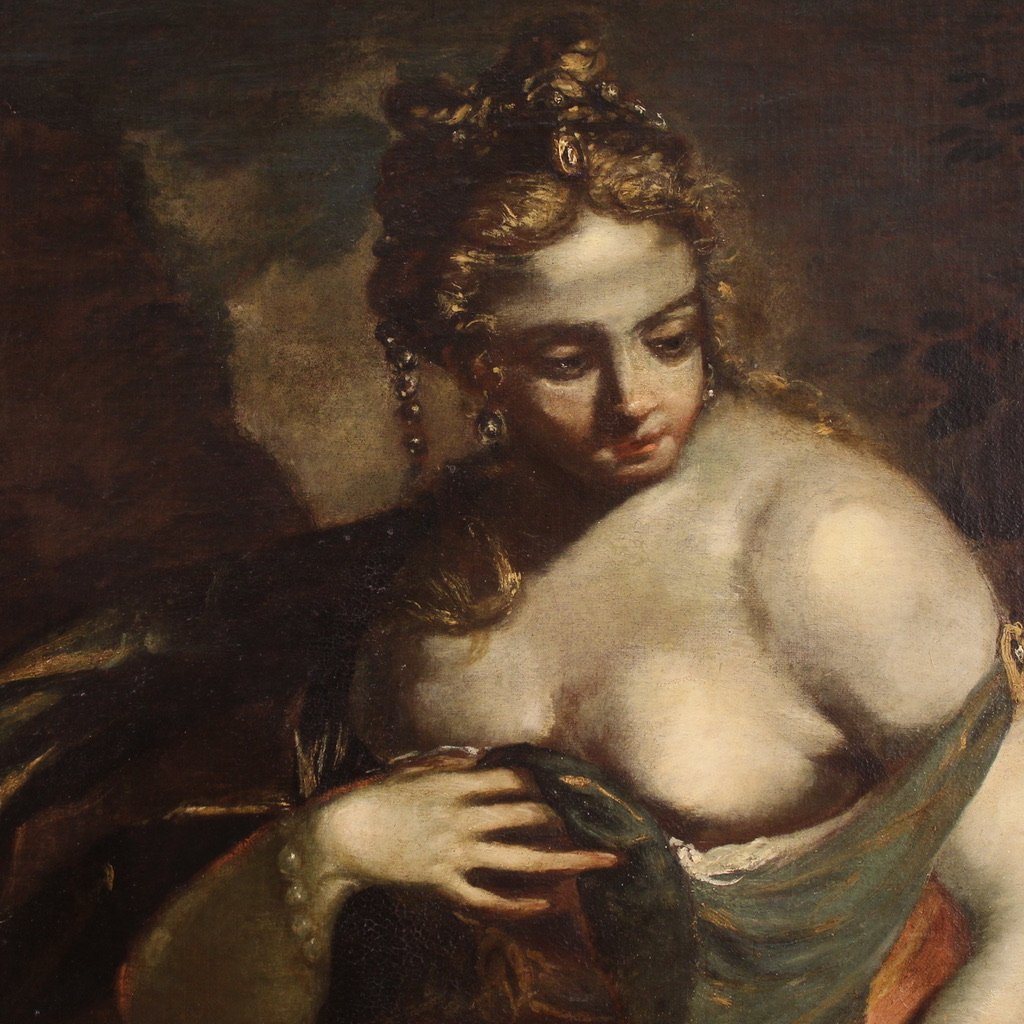 Grand tableau mythologique du 17ème siècle, Vénus dans la forge de Vulcain-photo-4