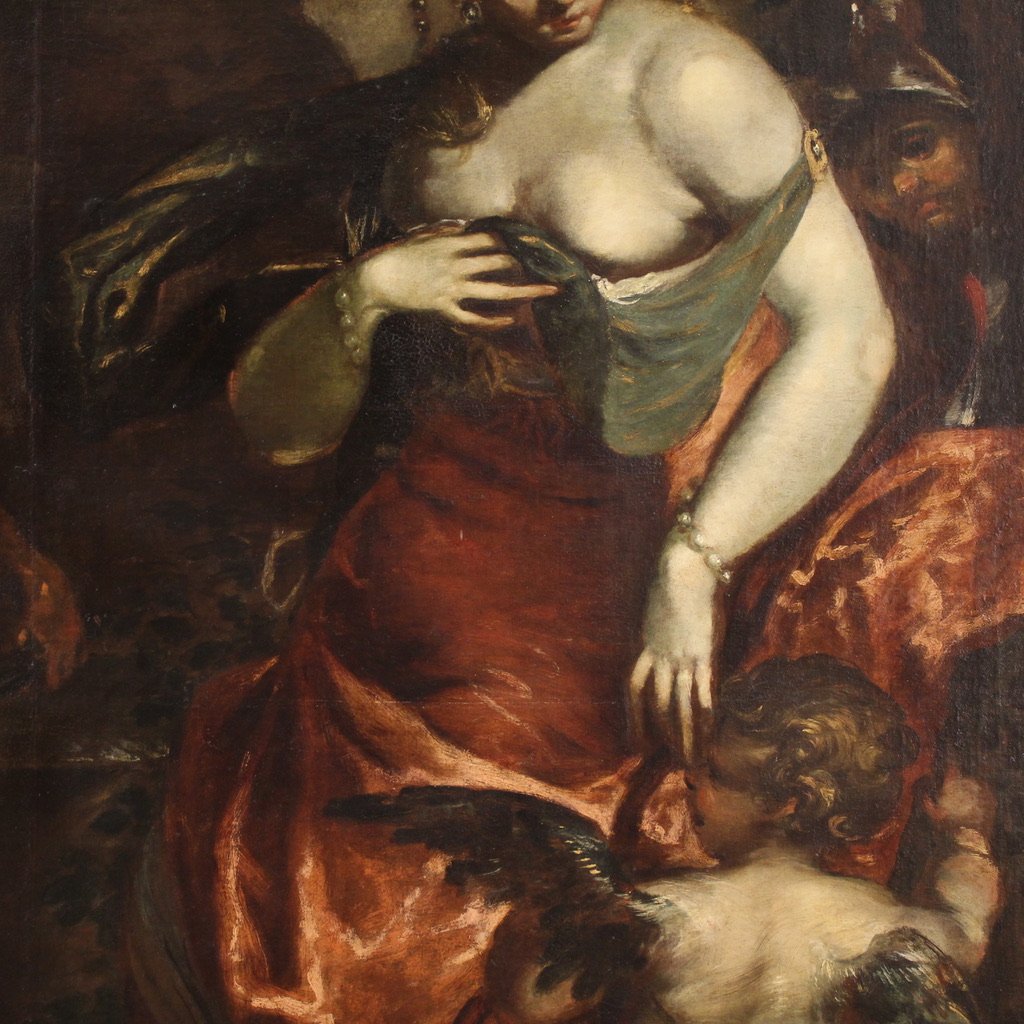 Grand tableau mythologique du 17ème siècle, Vénus dans la forge de Vulcain-photo-3