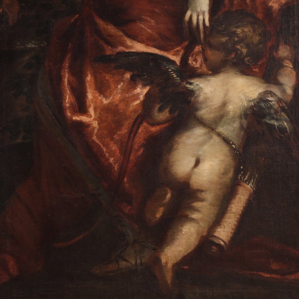 Grand tableau mythologique du 17ème siècle, Vénus dans la forge de Vulcain-photo-8