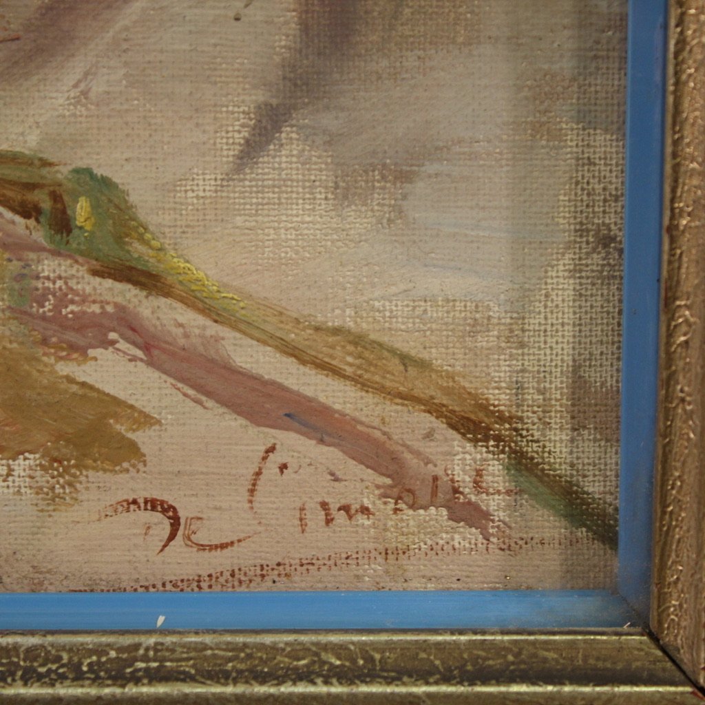 Peinture italienne signée portrait d'une jeune fille du 20ème siècle-photo-3