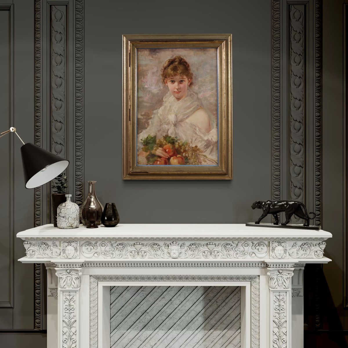 Peinture italienne signée portrait d'une jeune fille du 20ème siècle-photo-4