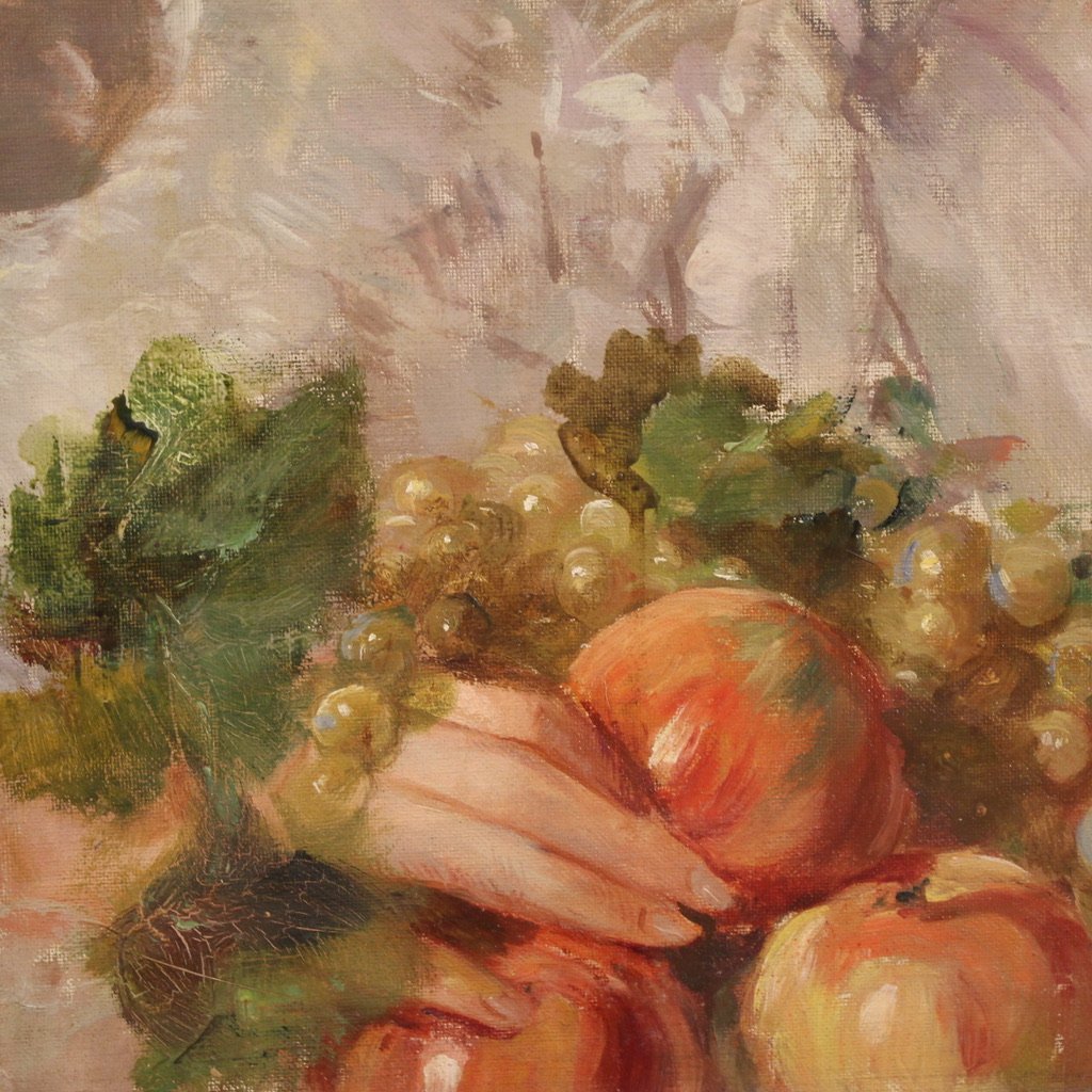 Peinture italienne signée portrait d'une jeune fille du 20ème siècle-photo-8