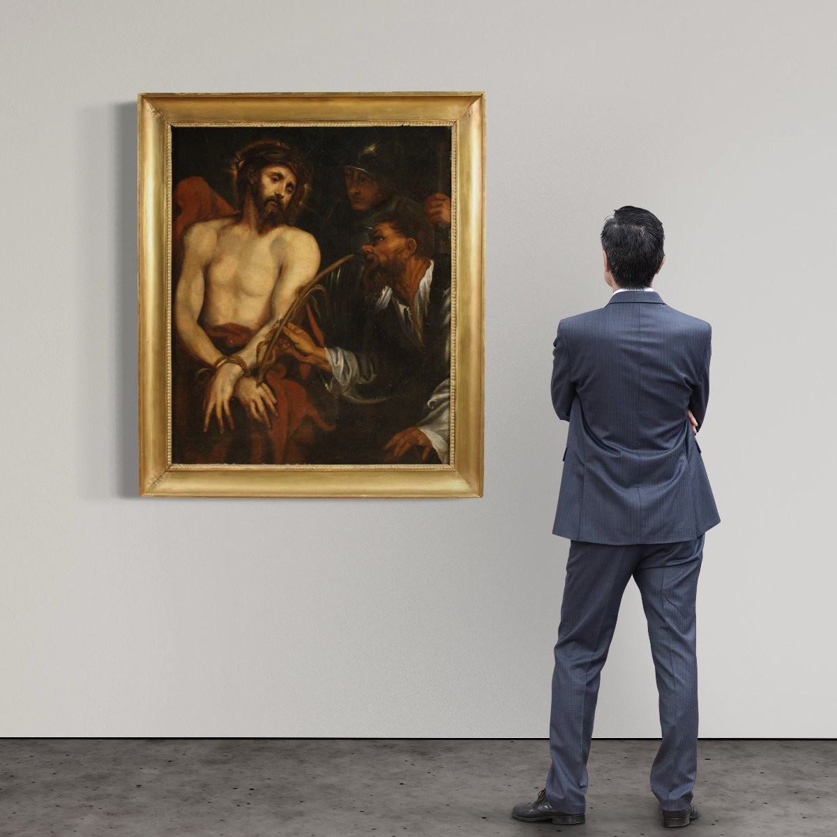 Great 17th-century Flemish Painting, Christ Mocked-photo-2