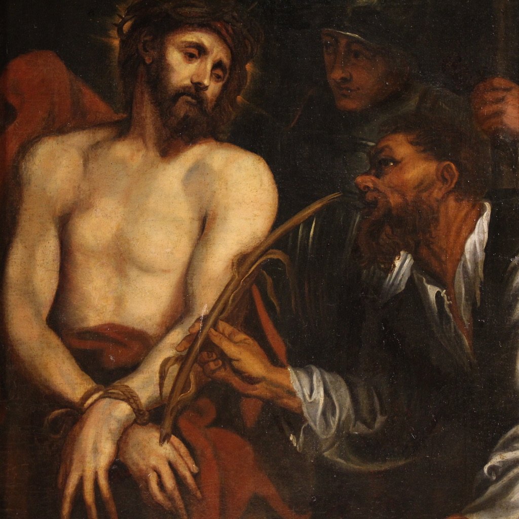 Great 17th-century Flemish Painting, Christ Mocked-photo-3