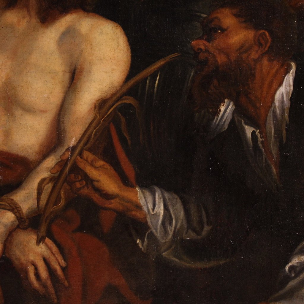 Great 17th-century Flemish Painting, Christ Mocked-photo-2