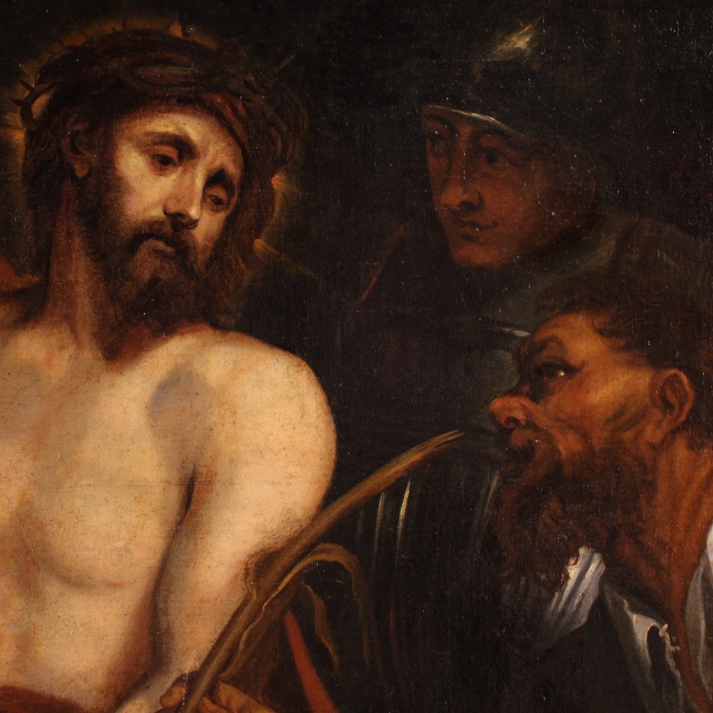 Great 17th-century Flemish Painting, Christ Mocked-photo-8