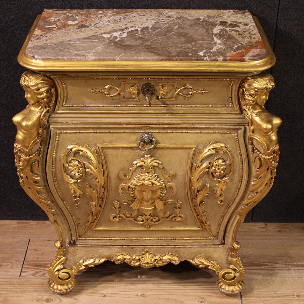 Pair Of 20th-century Italian Lacquered And Gilded Bedside Tables-photo-4