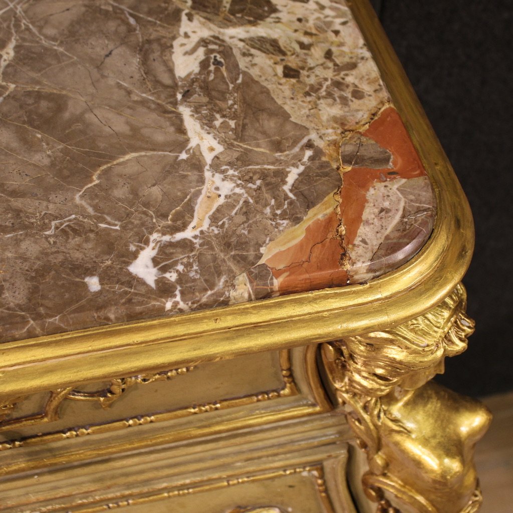 Pair Of 20th-century Italian Lacquered And Gilded Bedside Tables-photo-1