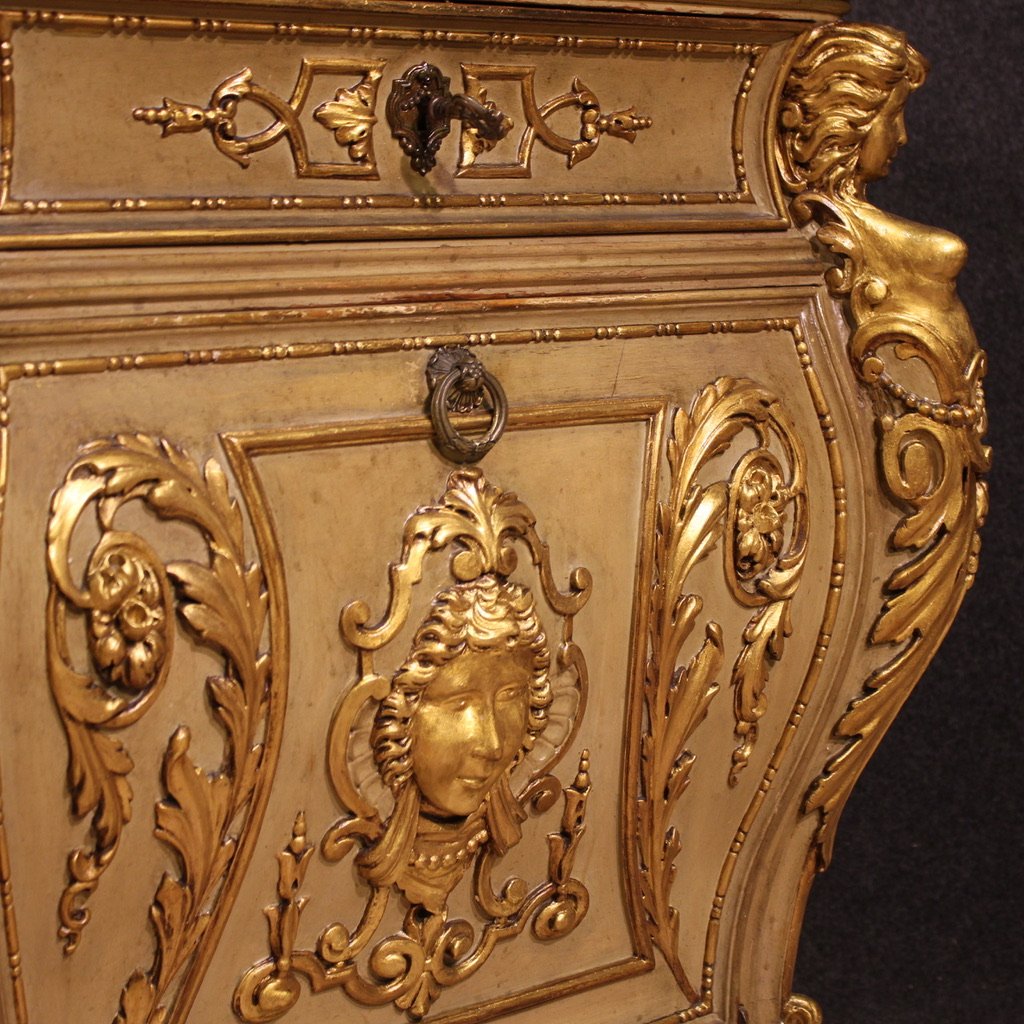 Pair Of 20th-century Italian Lacquered And Gilded Bedside Tables-photo-2