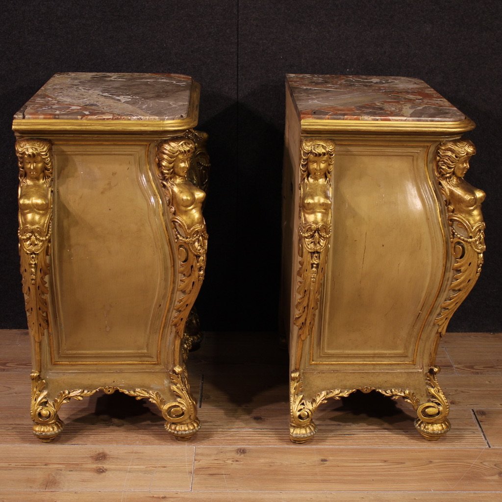 Pair Of 20th-century Italian Lacquered And Gilded Bedside Tables-photo-3