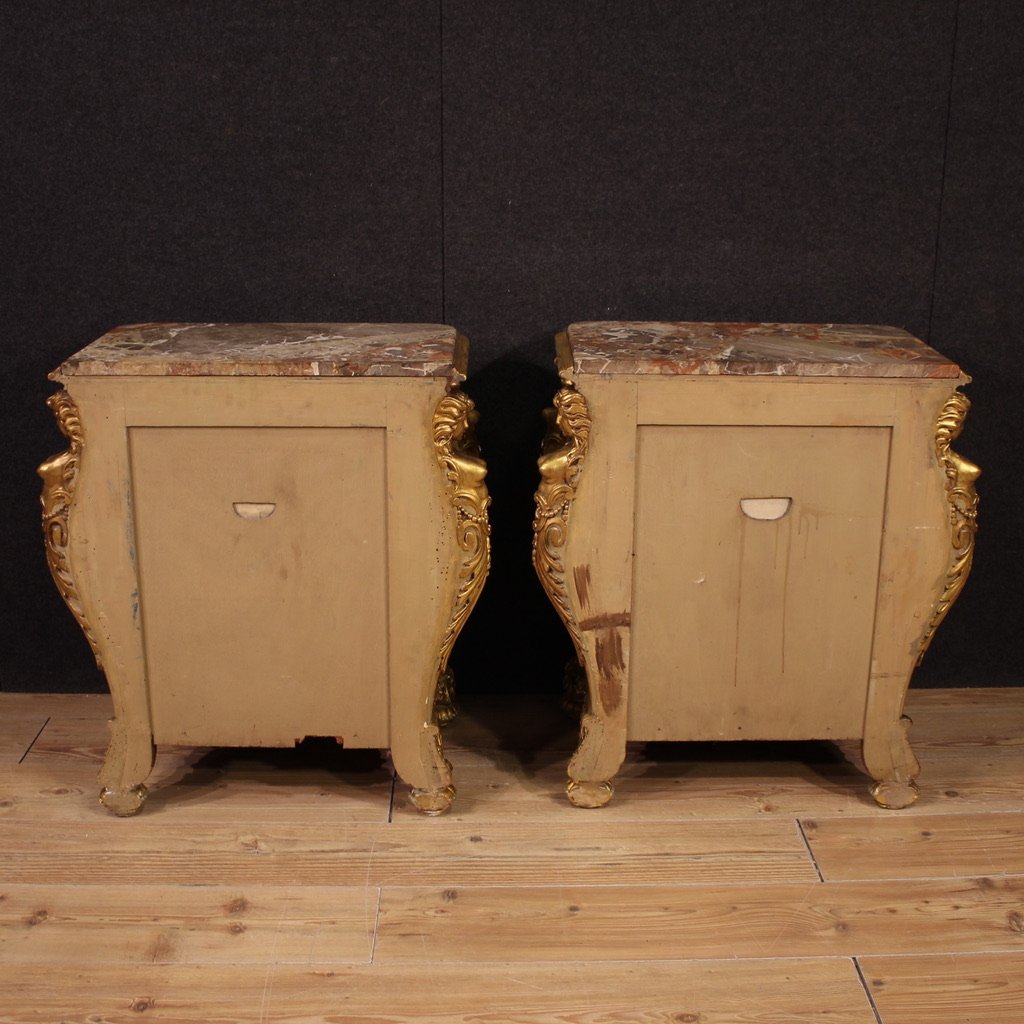 Pair Of 20th-century Italian Lacquered And Gilded Bedside Tables-photo-4