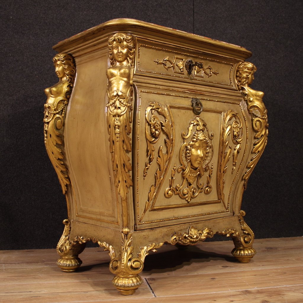 Pair Of 20th-century Italian Lacquered And Gilded Bedside Tables-photo-5
