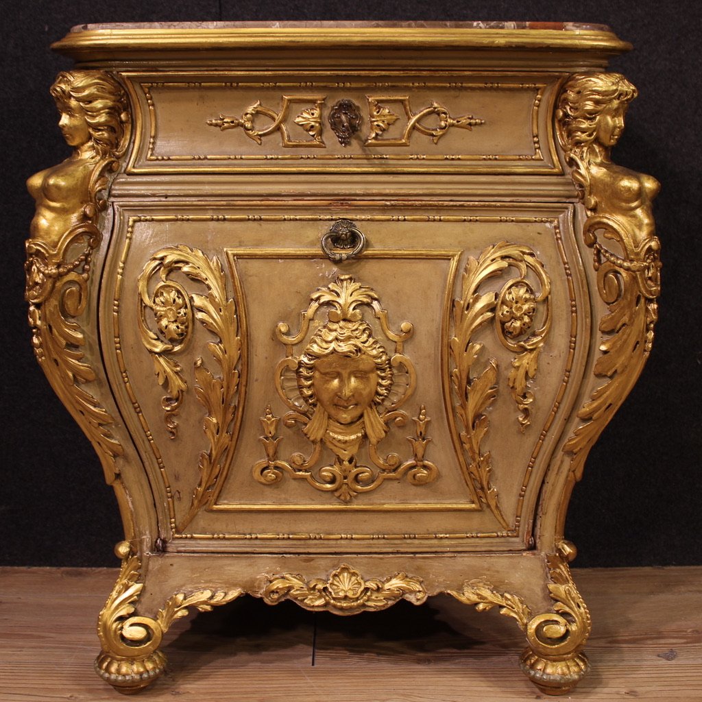 Pair Of 20th-century Italian Lacquered And Gilded Bedside Tables-photo-7