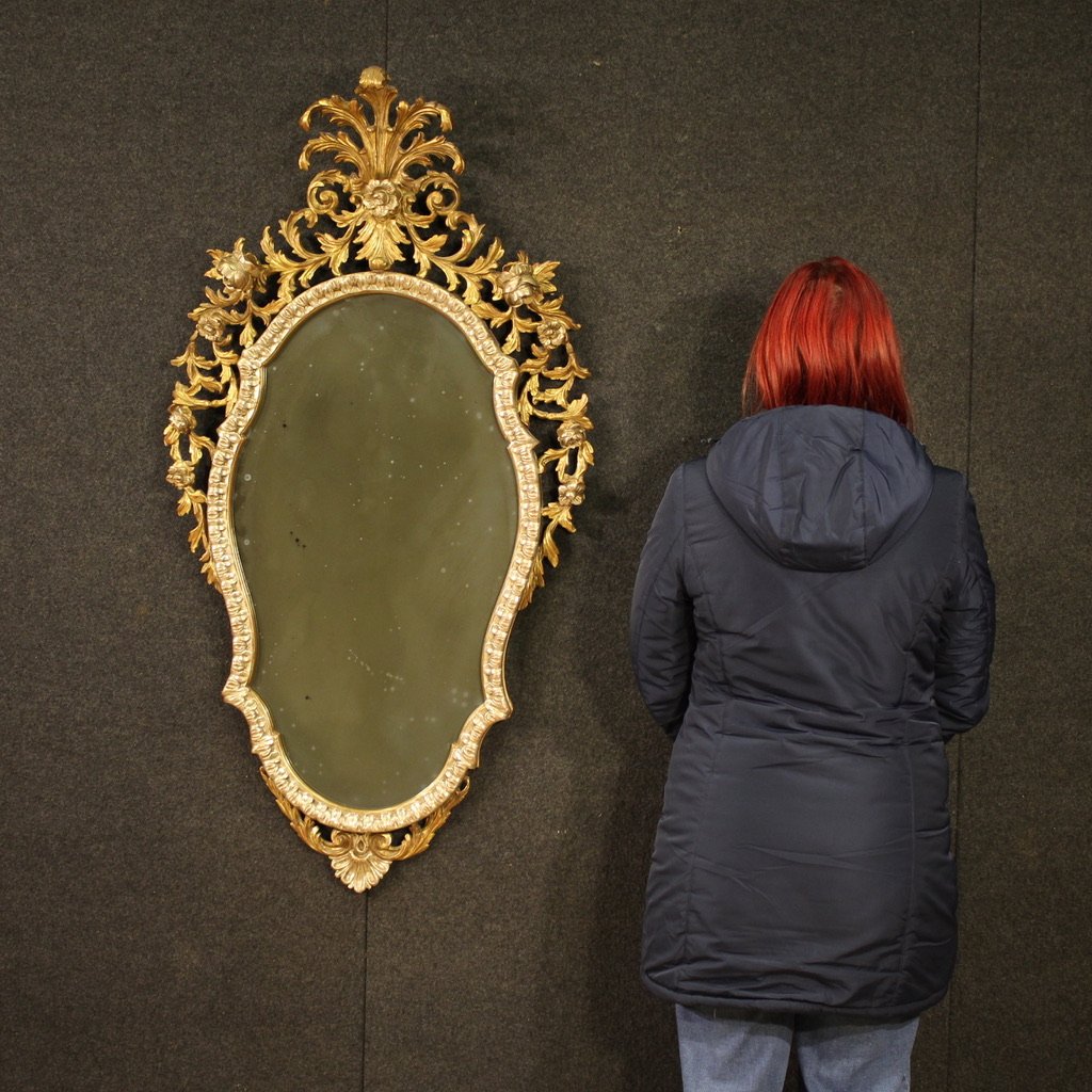 Miroir italien doré de style Louis XV du 20ème siècle-photo-2