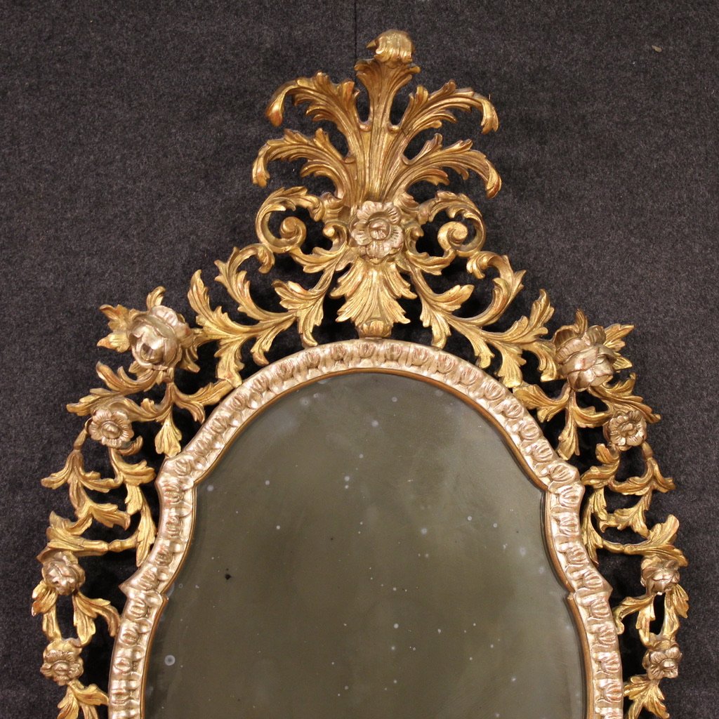 Miroir italien doré de style Louis XV du 20ème siècle-photo-3