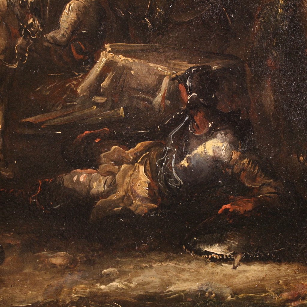 Great 18th Century Painting Landscape With Knights-photo-4