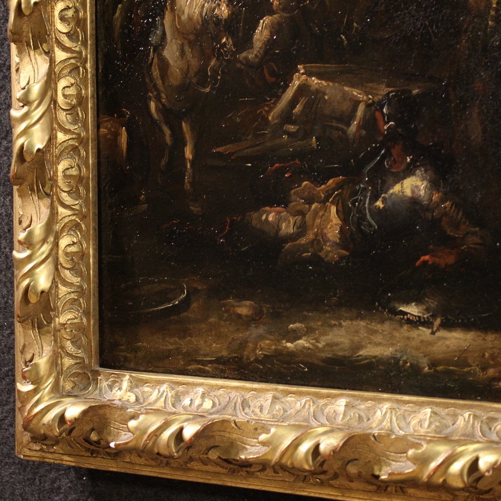 Great 18th Century Painting Landscape With Knights-photo-5