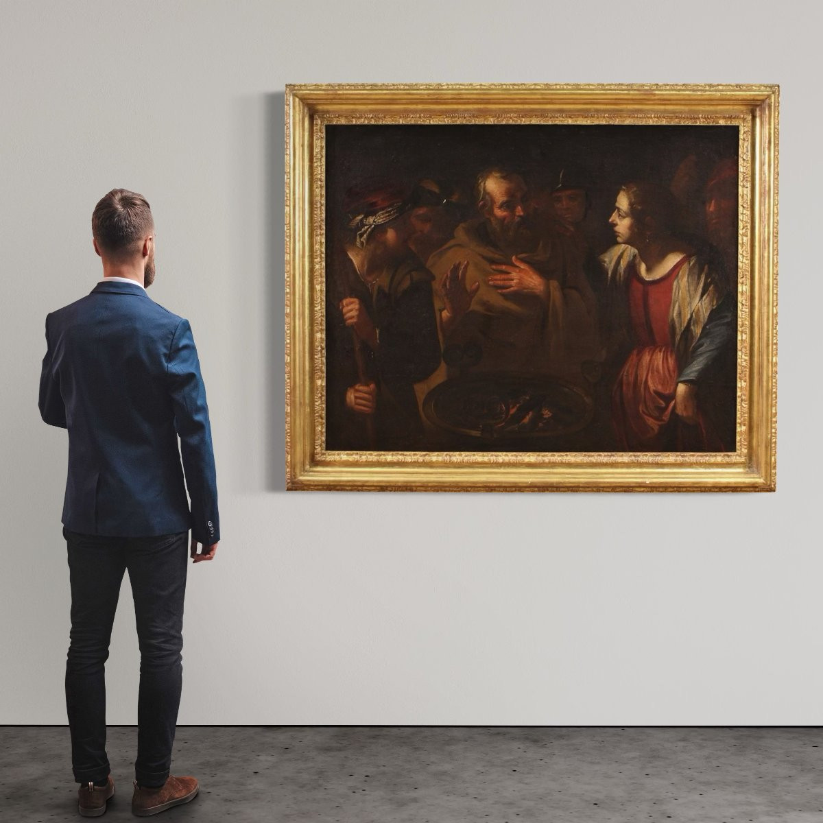 Grand tableau italien du 17ème siècle, Le Reniement de saint Pierre-photo-6