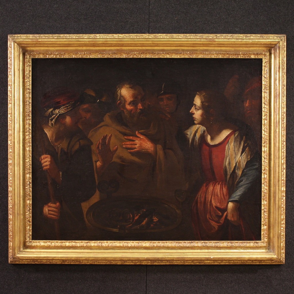 Grand tableau italien du 17ème siècle, Le Reniement de saint Pierre