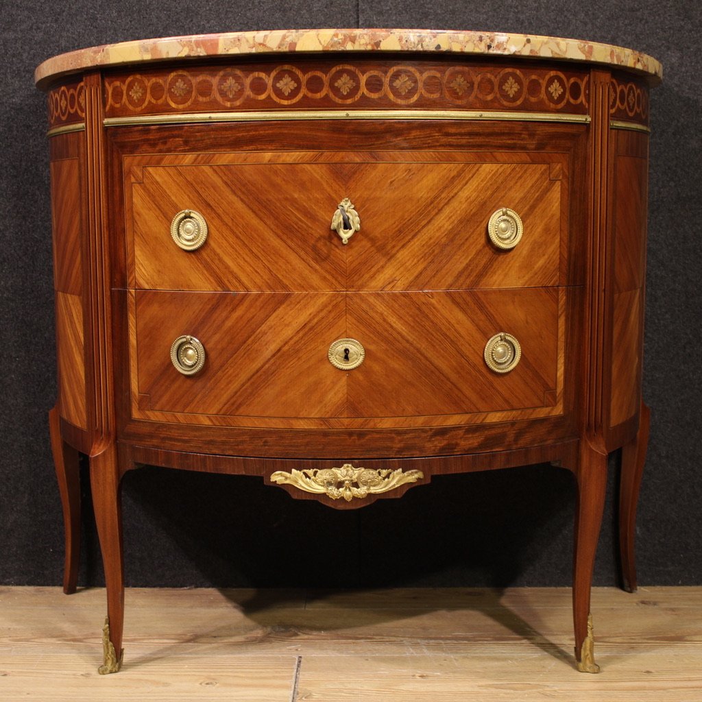 20th Century French Louis XVI Style Half-moon Commode-photo-2