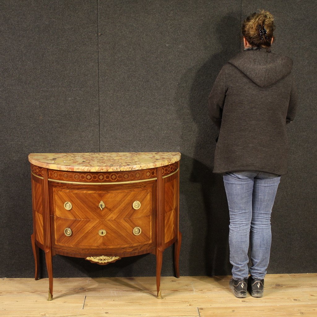 20th Century French Louis XVI Style Half-moon Commode-photo-3