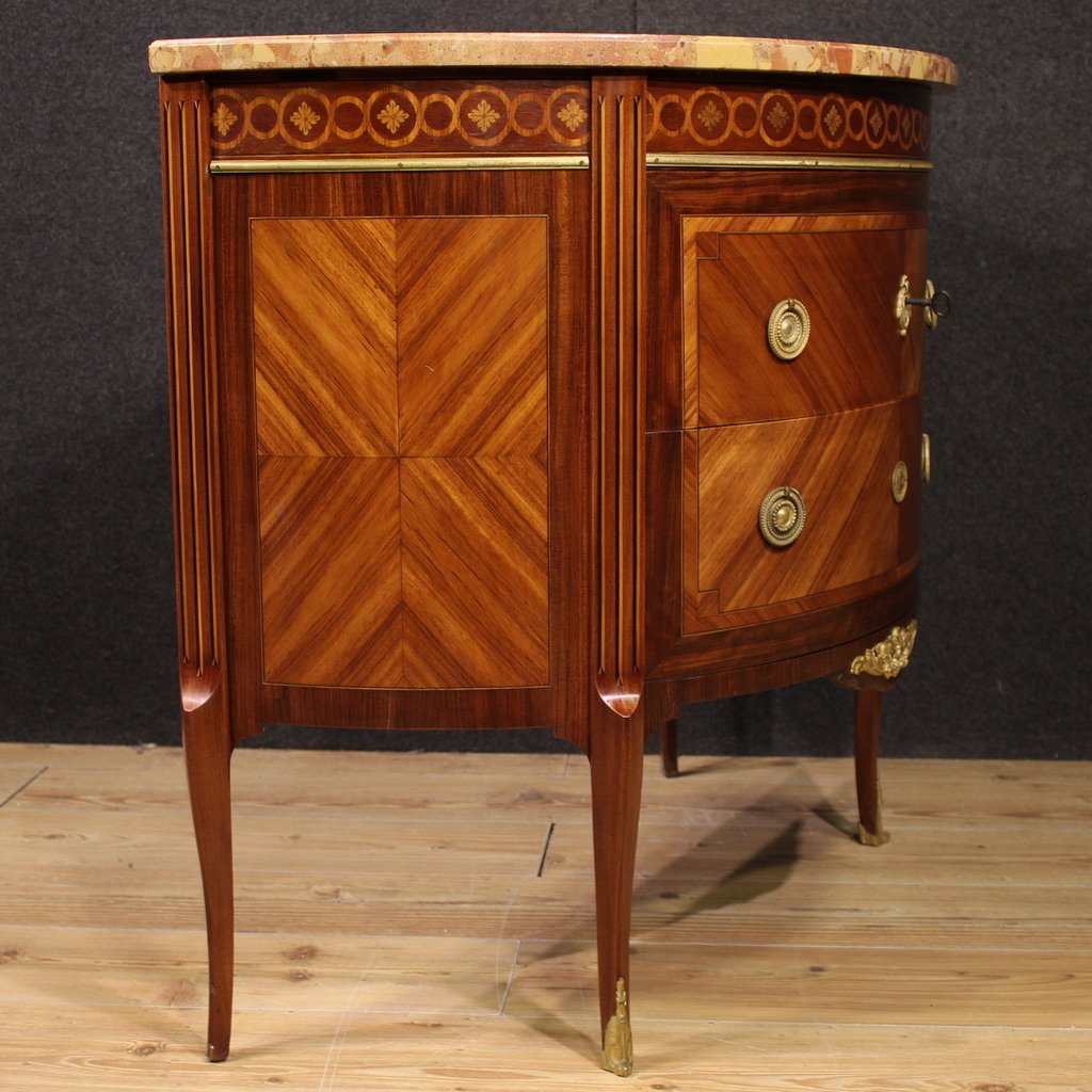 20th Century French Louis XVI Style Half-moon Commode-photo-4