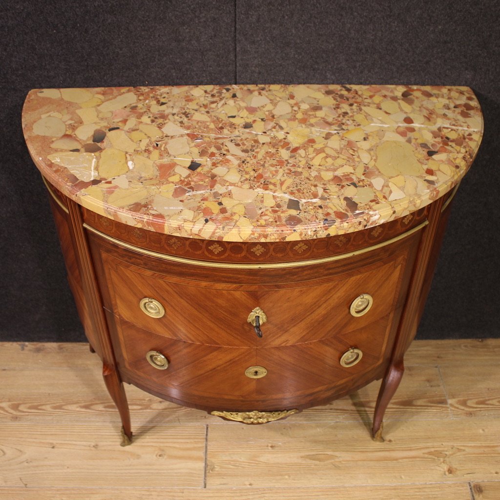20th Century French Louis XVI Style Half-moon Commode-photo-3