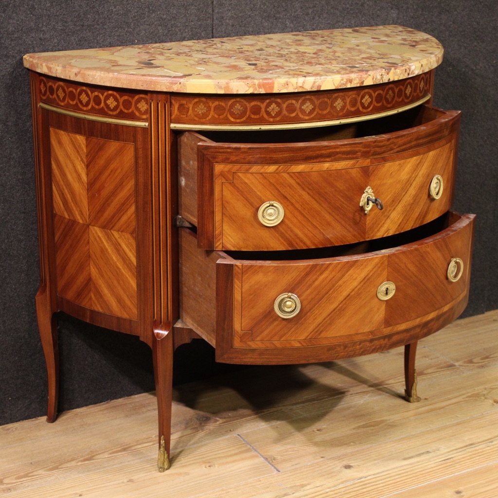 20th Century French Louis XVI Style Half-moon Commode-photo-5