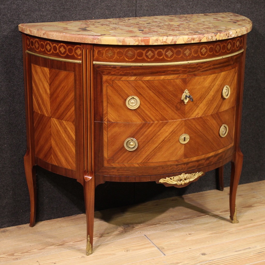 20th Century French Louis XVI Style Half-moon Commode