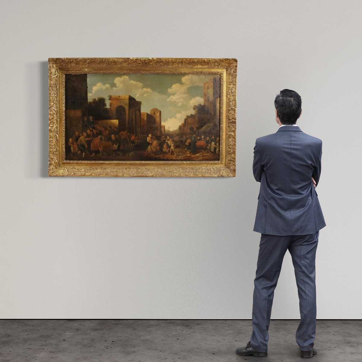 Grande peinture flamande sur panneau signée Droochsloot et datée de 1646-photo-3