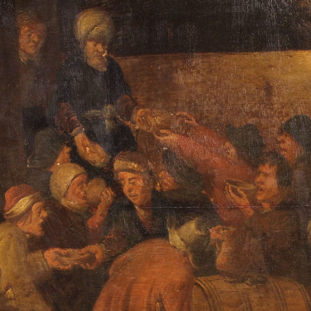 Grande peinture flamande sur panneau signée Droochsloot et datée de 1646-photo-2