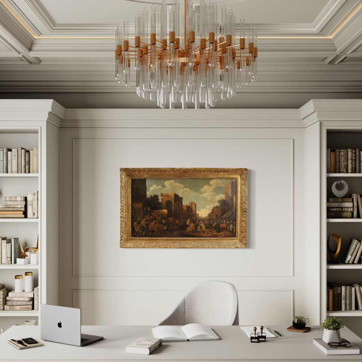 Grande peinture flamande sur panneau signée Droochsloot et datée de 1646-photo-3