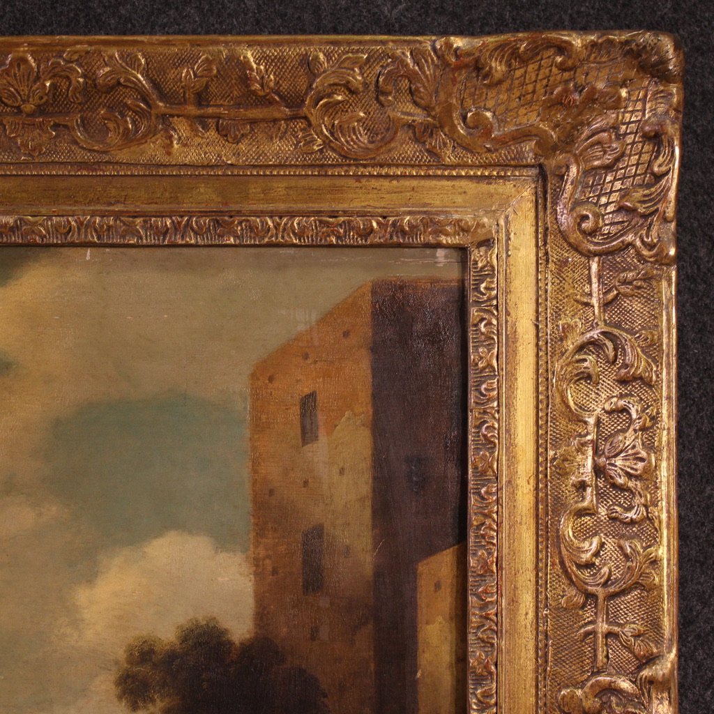 Grande peinture flamande sur panneau signée Droochsloot et datée de 1646-photo-4