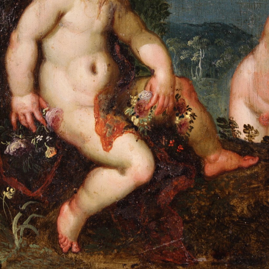 Antique Flemish Painting On Copper From The 17th Century, Mythological Scene-photo-4