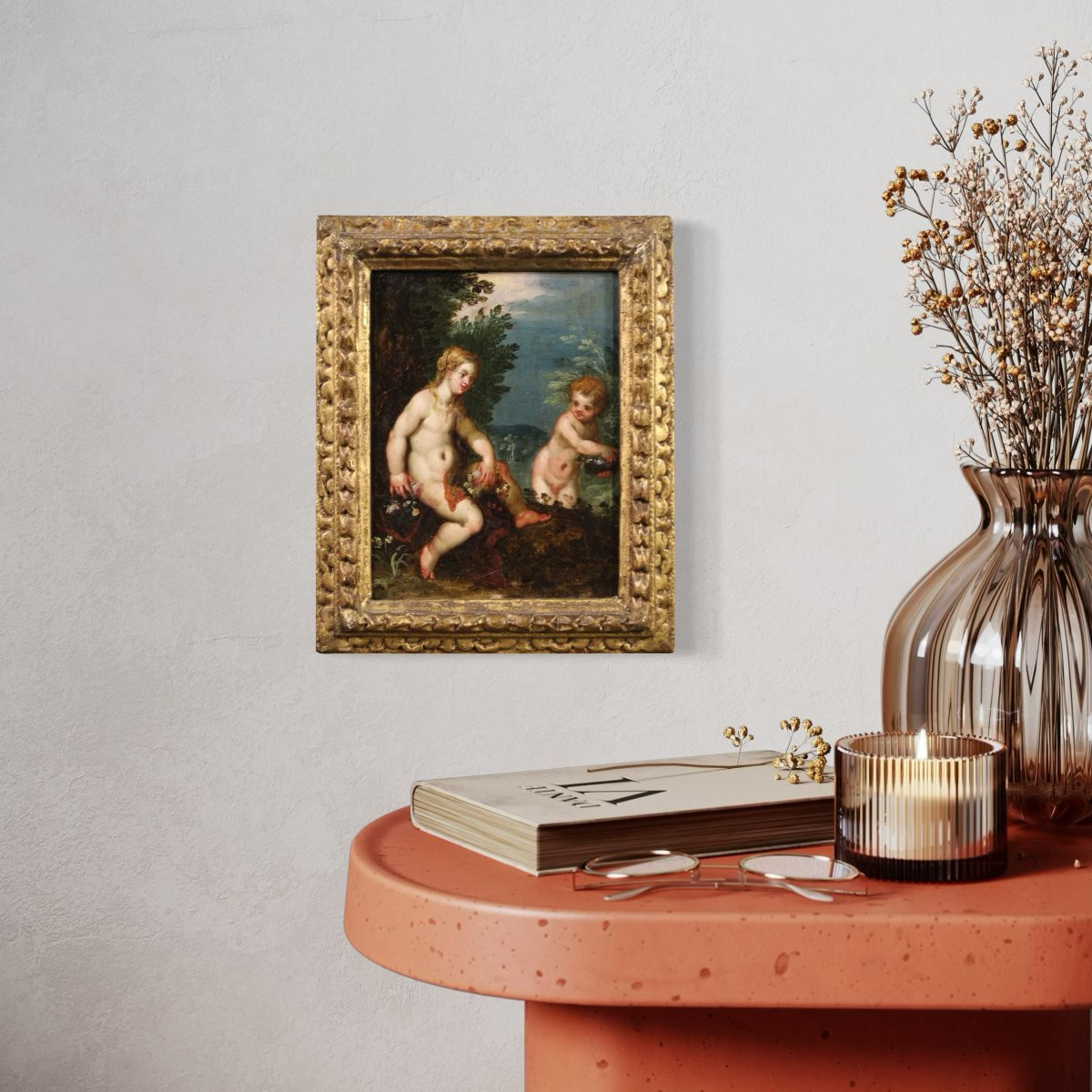 Antique Flemish Painting On Copper From The 17th Century, Mythological Scene-photo-1