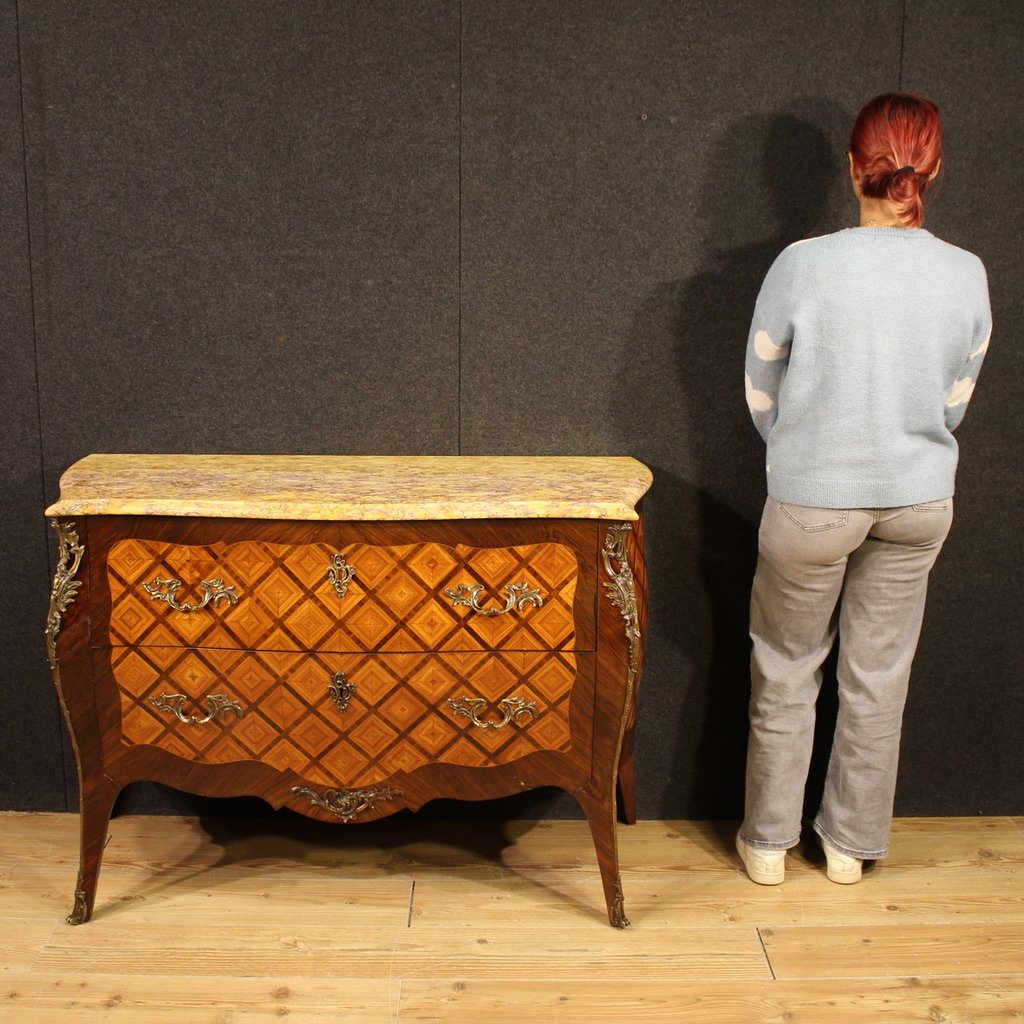 20th Century French Louis XV Style Inlaid Commode-photo-2