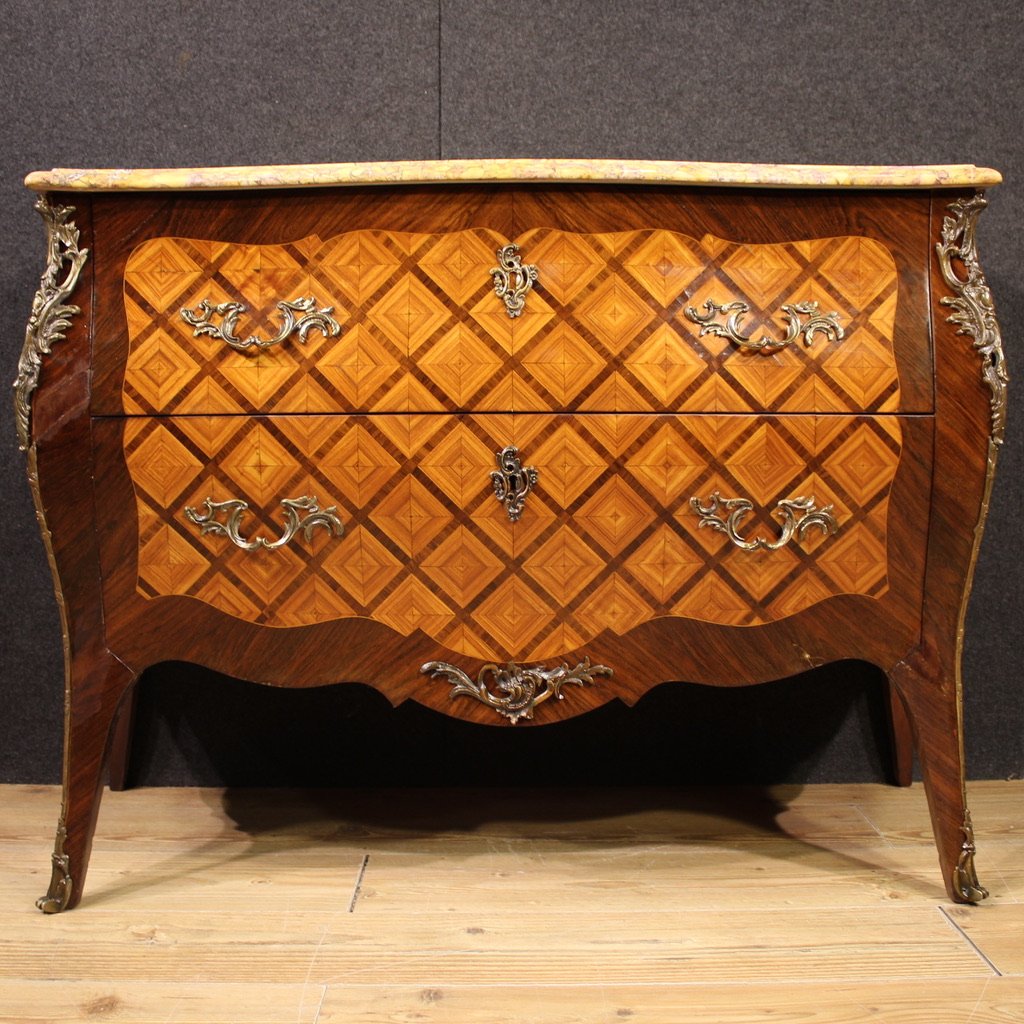 20th Century French Louis XV Style Inlaid Commode-photo-3