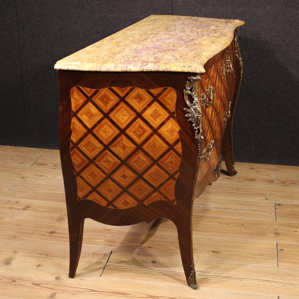 20th Century French Louis XV Style Inlaid Commode-photo-4