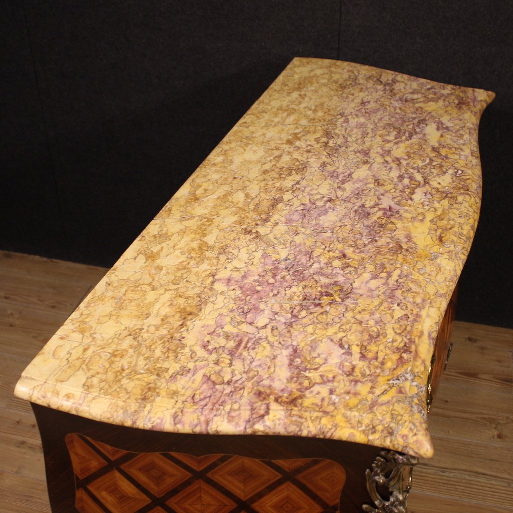 20th Century French Louis XV Style Inlaid Commode-photo-1