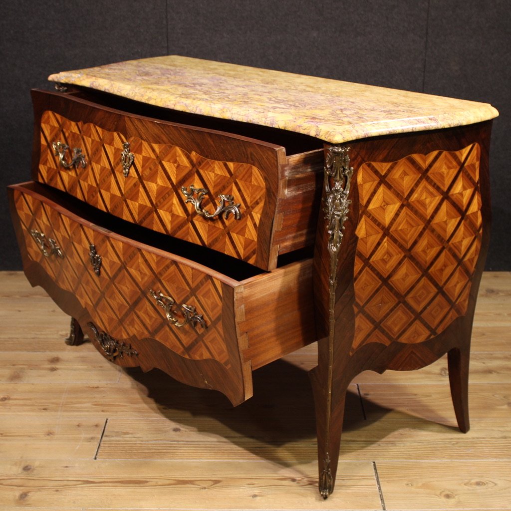 20th Century French Louis XV Style Inlaid Commode-photo-3